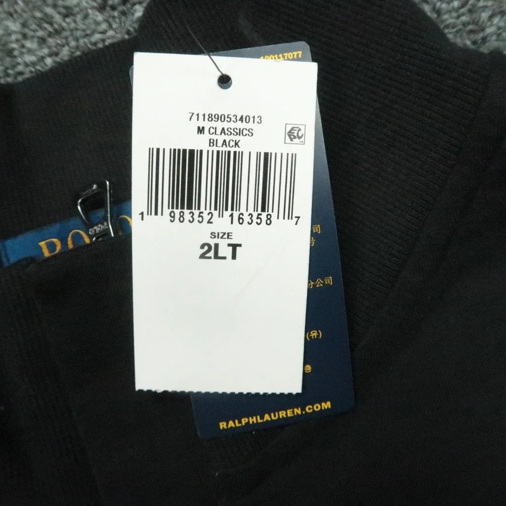 Polo Ralph Lauren Sweater‎ Men XXL Tall Black Double Jersey Quarter Zip 2XLT NWT